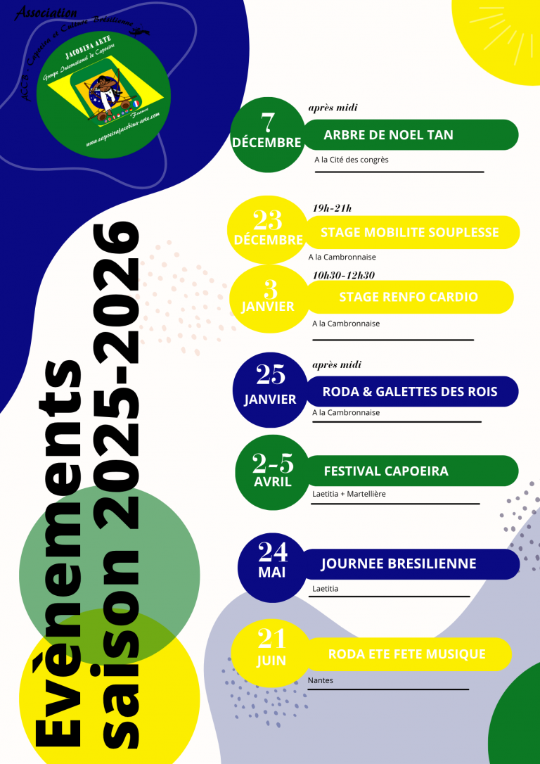 Calendrier 2025-2026 : festival, stages et rodas